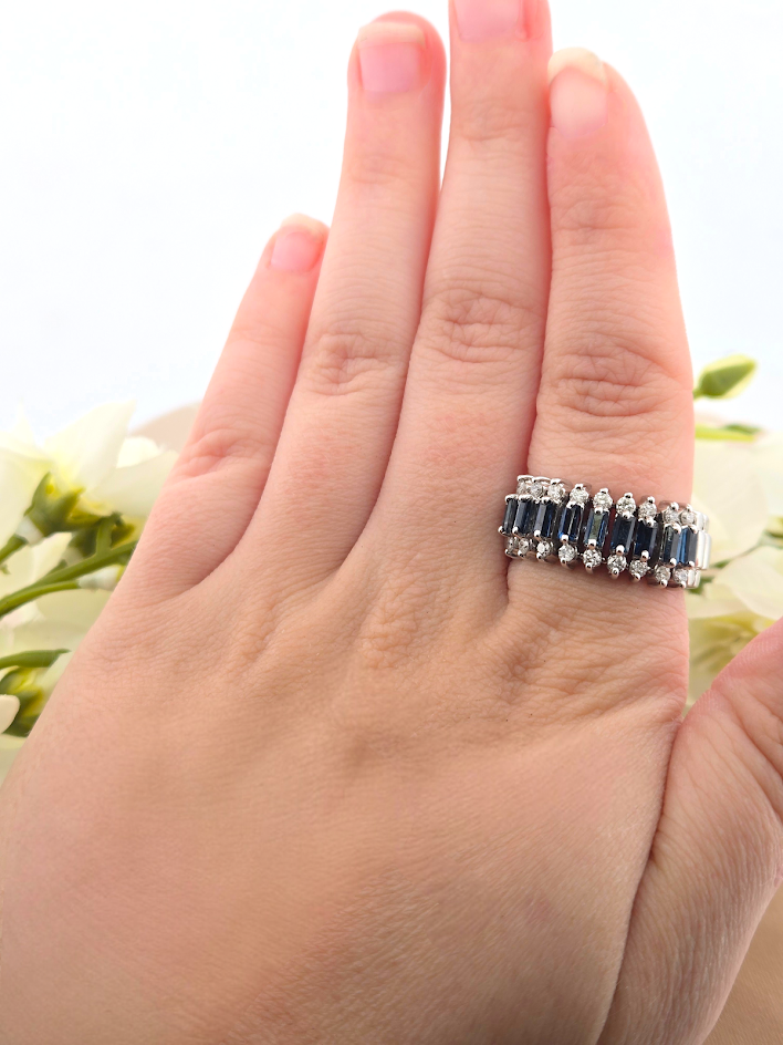 Jillie | 14k White Gold | Sapphire & Natural Diamond | Ring