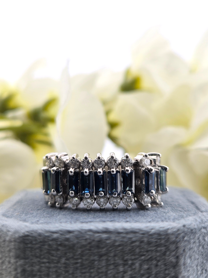 Jillie | 14k White Gold | Sapphire & Natural Diamond | Ring