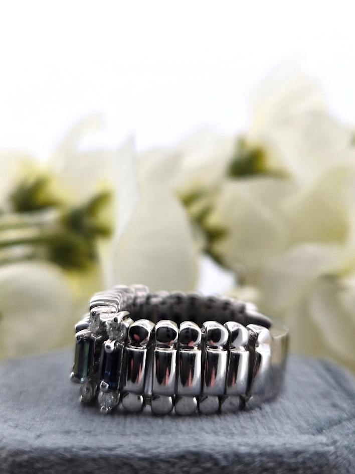 Jillie | 14k White Gold | Sapphire & Natural Diamond | Ring