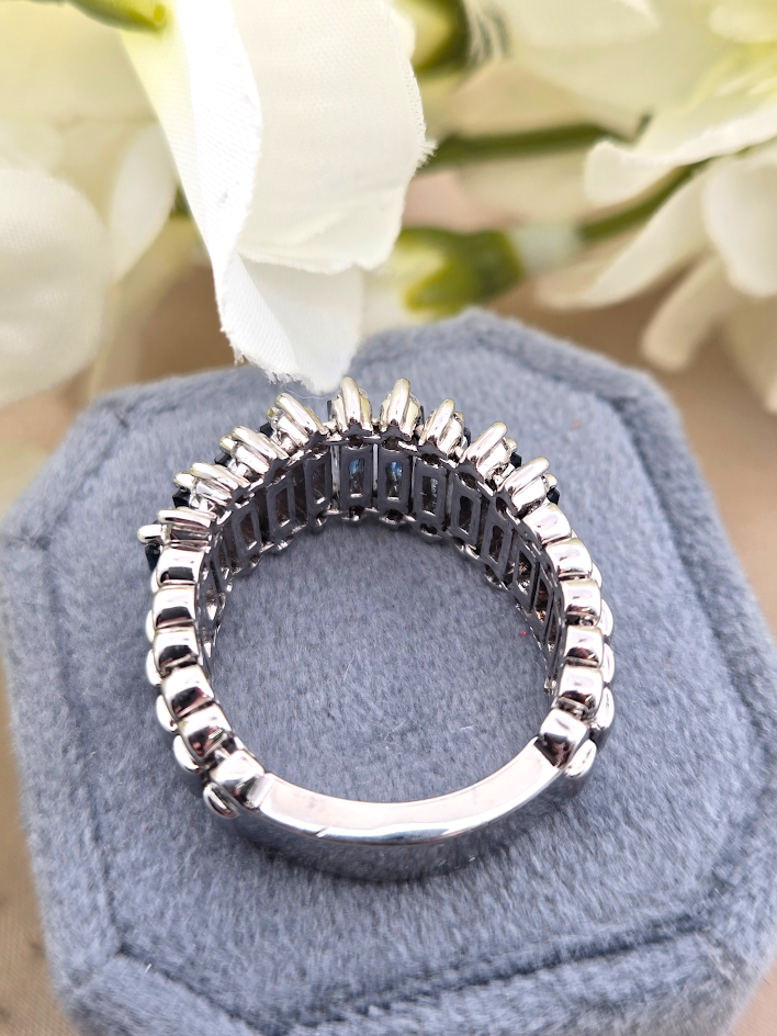Jillie | 14k White Gold | Sapphire & Natural Diamond | Ring