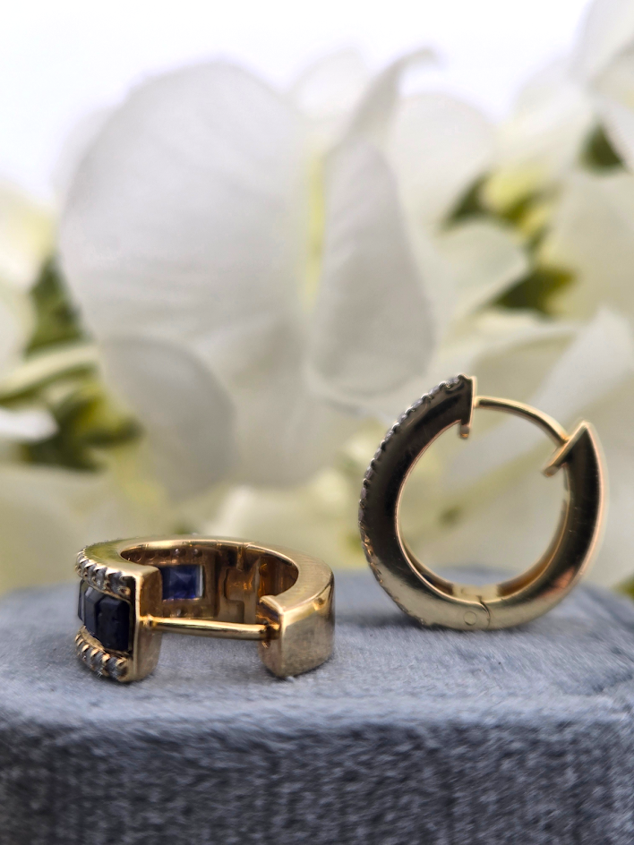 Elena | 14k Yellow Gold | Sapphire & Natural Diamond | Earrings