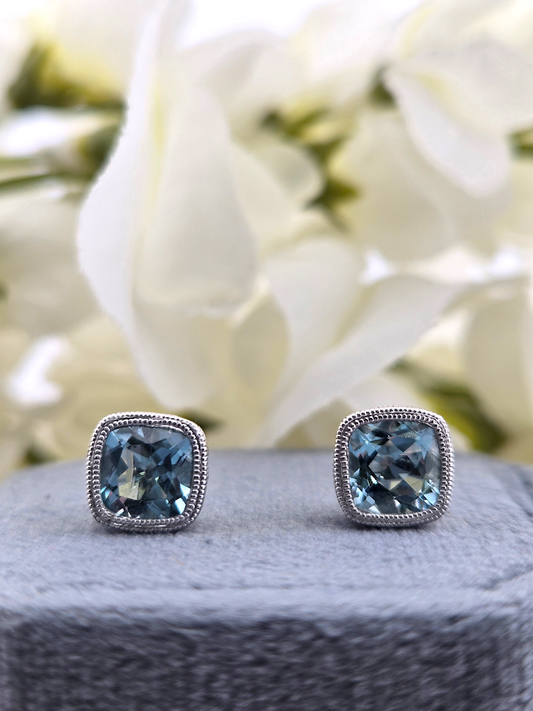 Alliah | 14k White Gold | Aquamarine | Earrings
