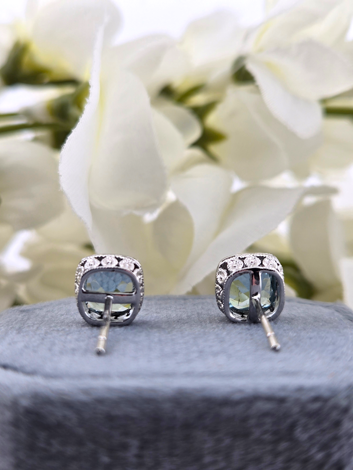 Alliah | 14k White Gold | Aquamarine | Earrings