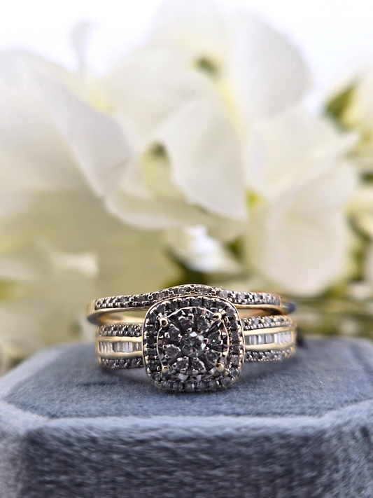 Theodoria | 10K Yellow Gold | Natural Diamond | Ring Set