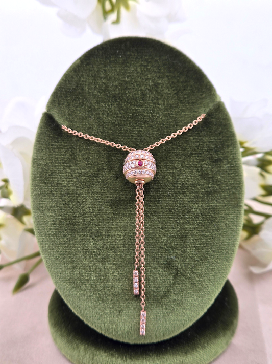 Annetta | 14k Rose Gold | Ruby & Natural Diamond | Necklace