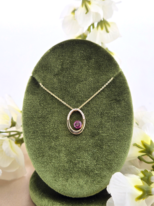 Megara | 14k Yellow Gold | Rhodolite Garnet & Diamond | Necklace