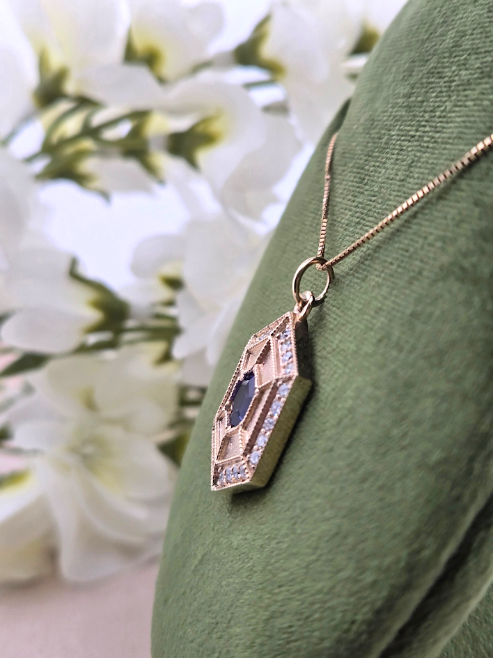 Danika | 14k Yellow Gold | Tanzanite & Lab Diamond | Pendant