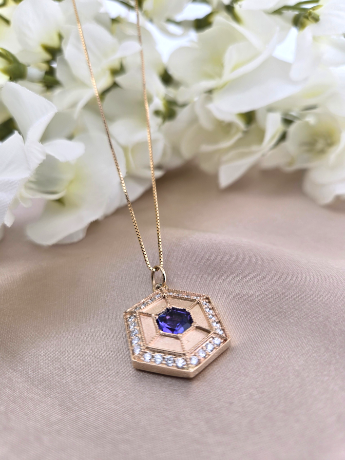 Danika | 14k Yellow Gold | Tanzanite & Lab Diamond | Pendant