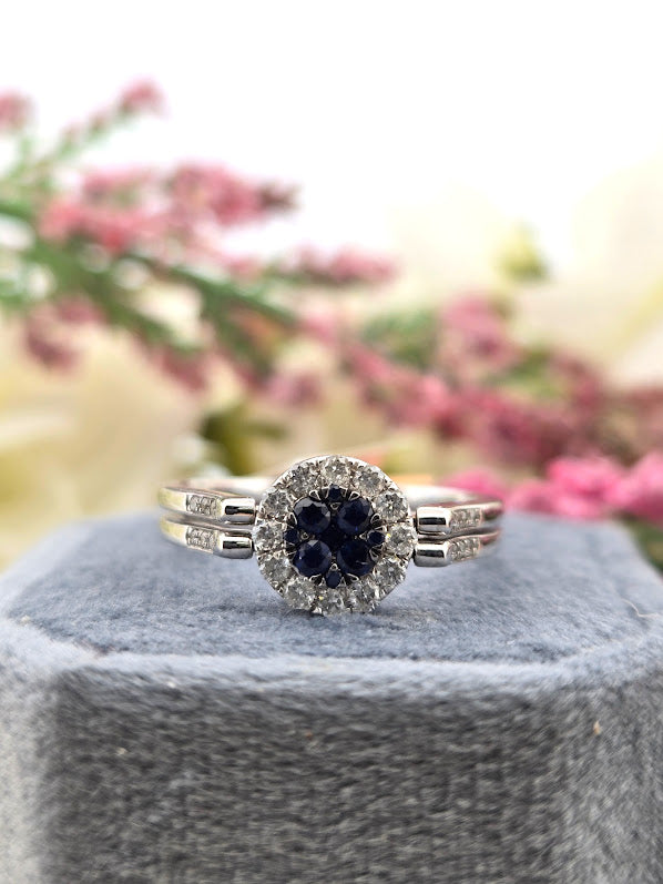 Astreia | 14k White Gold | Natural Diamonds & Sapphires | Ring