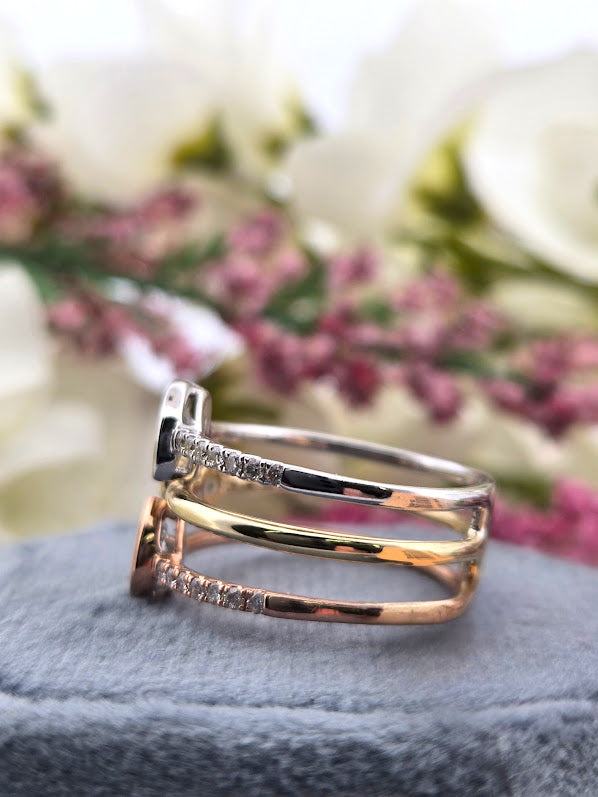 Jannie | 14k Rose, Yellow, & White Gold | Natural Diamond | Ring
