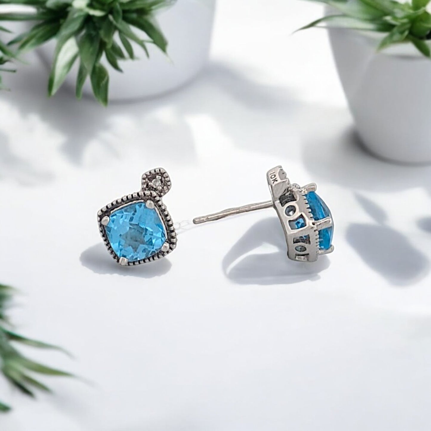 Bernadette | Aquamarine Stud Earrings, 14K White Gold with 0.23ctw Natural Aquamarines, Elegant Fine Jewelry Gift for Her