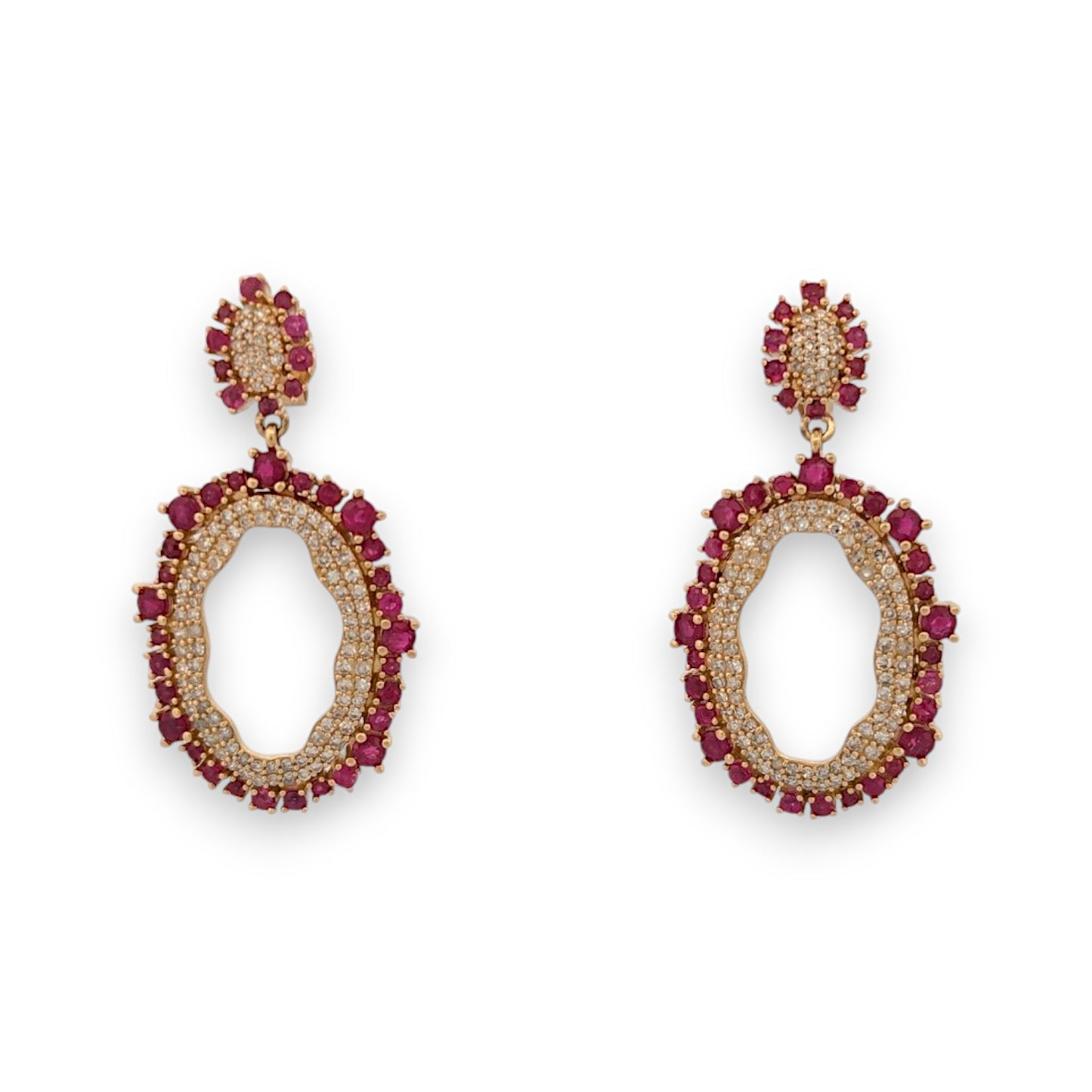 Sorrel Ruby & Diamond Earrings 14K Yellow Gold, 2.86ct Ruby Gemstone Earrings, Elegant Fine Jewelry, Luxury Gift for Her