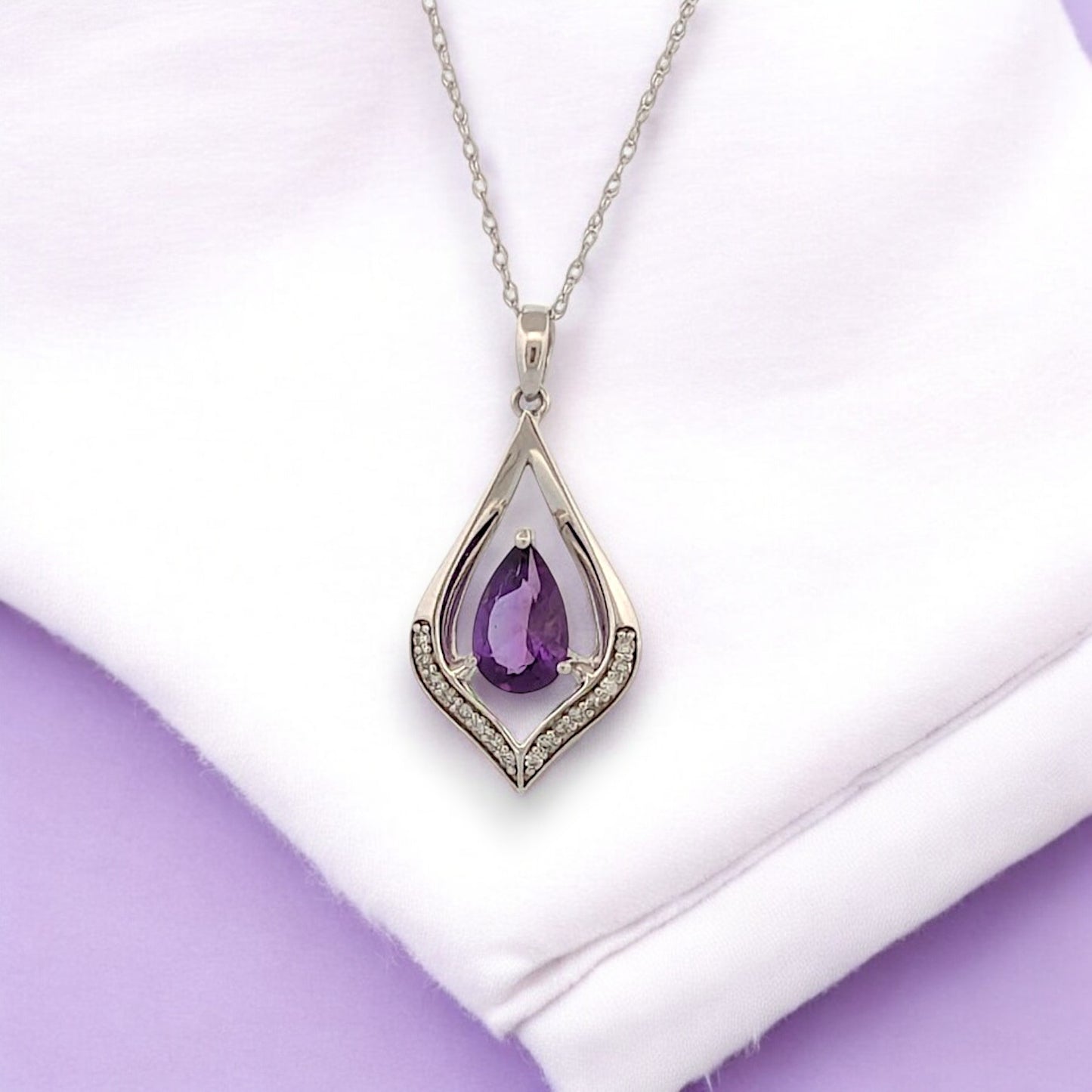 Seven Necklace | 10k White Gold Diamond & Sapphire Necklace | Dainty Jewelry Gift for Her