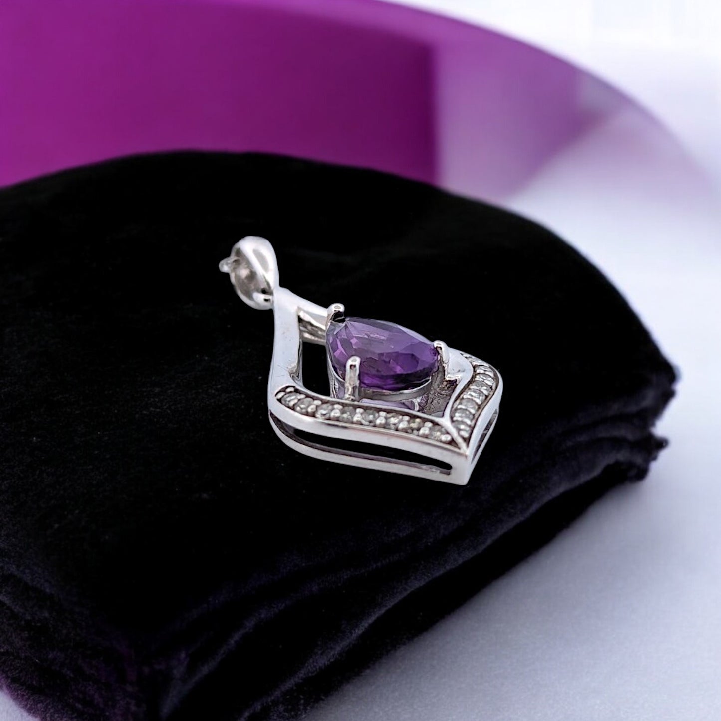 Seven Necklace | 10k White Gold Diamond & Sapphire Necklace | Dainty Jewelry Gift for Her