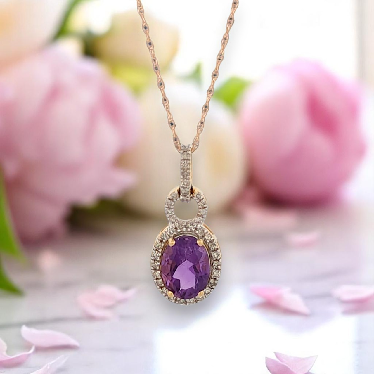 Storm Necklace | 10k Yellow Gold Diamond & Amethyst Jewelry | Bold Elegant Gift for Her