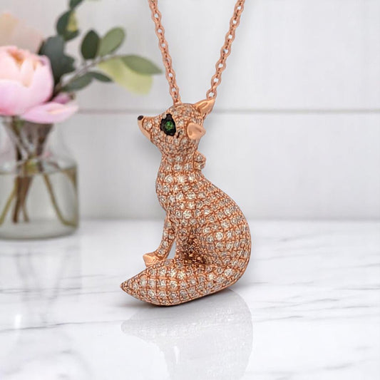 Forest Necklace | 14k Rose Gold Tsavorite & Diamond Necklace | Luxurious Jewelry Gift for Her