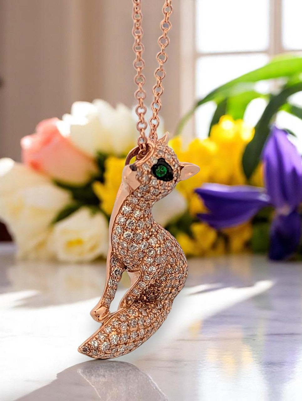Forest Necklace | 14k Rose Gold Tsavorite & Diamond Necklace | Luxurious Jewelry Gift for Her