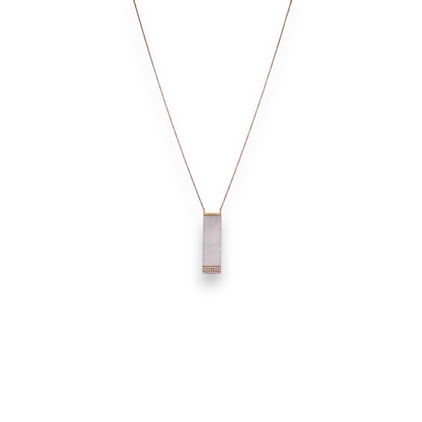 Clemency | 18k Yellow Gold Necklace – 2.62 ct Mother of Pearl & .09 ctw Natural Diamonds (16"-18" Adjustable)