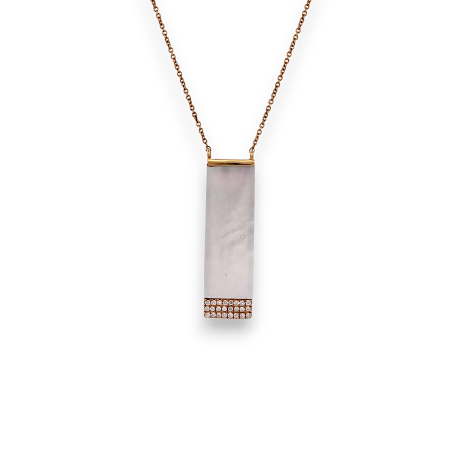 Clemency | 18k Yellow Gold Necklace – 2.62 ct Mother of Pearl & .09 ctw Natural Diamonds (16"-18" Adjustable)