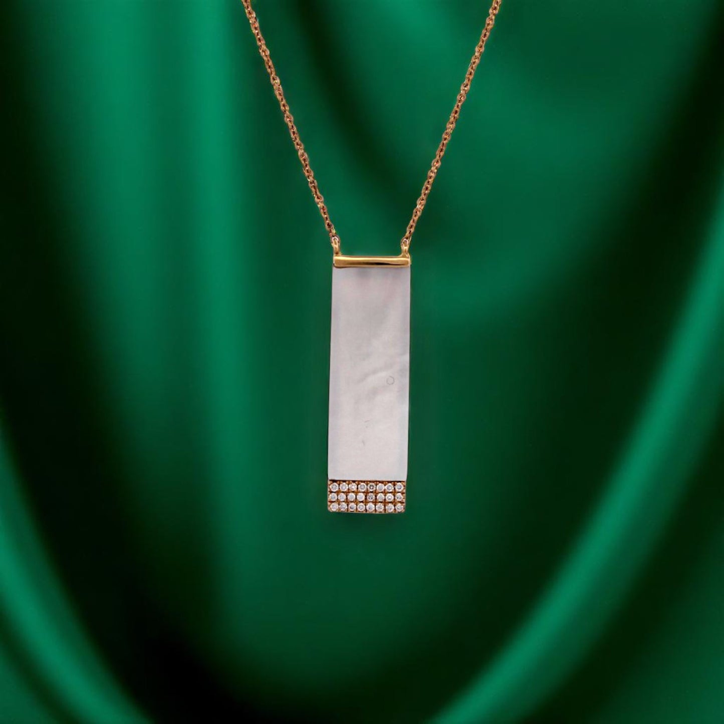 Clemency | 18k Yellow Gold Necklace – 2.62 ct Mother of Pearl & .09 ctw Natural Diamonds (16"-18" Adjustable)