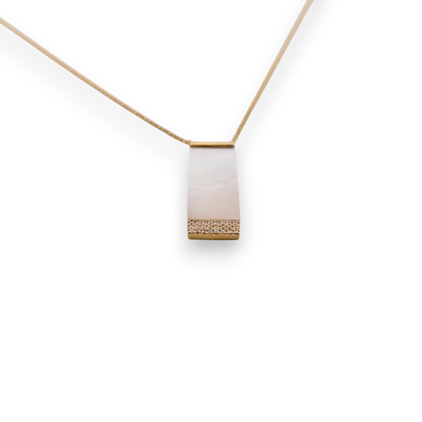 Clemency | 18k Yellow Gold Necklace – 2.62 ct Mother of Pearl & .09 ctw Natural Diamonds (16"-18" Adjustable)