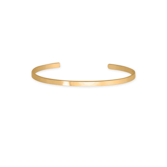 14 Karat Gold Plated 3.2mm Smooth Cuff Bracelet
