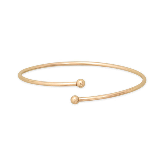 14/20 Gold Filled Flex Tube Bangle with Threaded Bead Ends