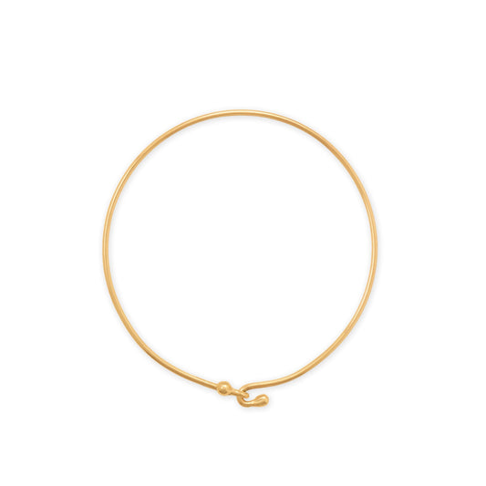 14 Karat Gold Plated Wire Hook Bangle with Bead Ends