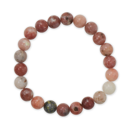 8mm Round Plum Blossom Jade Stretch Bracelet