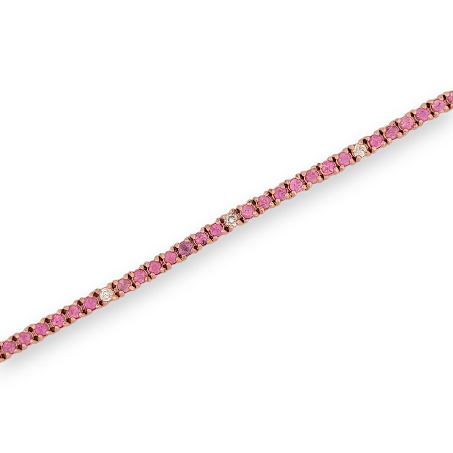 Jessamine Pink Sapphire Tennis Bracelet, 14K Rose Gold with 4.00ct Natural Pink Sapphires & 0.40ctw Natural Diamonds, Elegant 7" Fine Jewelry Gift