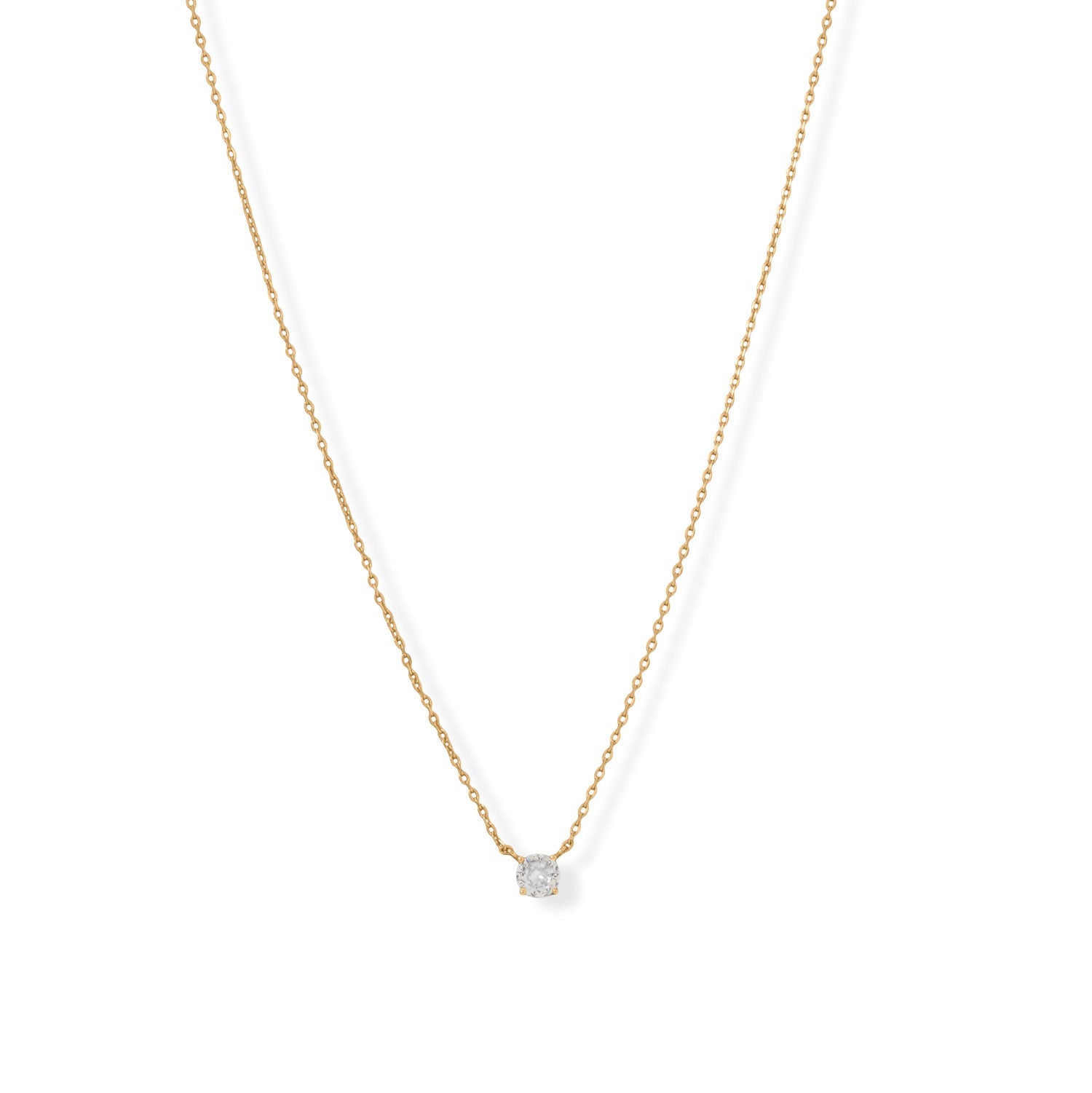 15" + 2" 14 Karat Gold Plated 5mm CZ Necklace