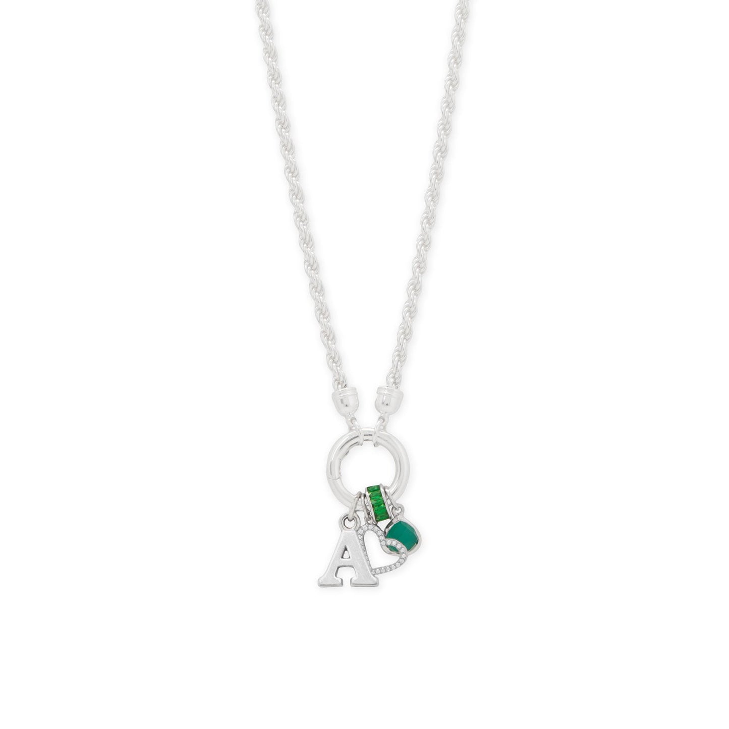 Rhodium Plated CZ Birthstone Wheel Bead Charms (January-December)