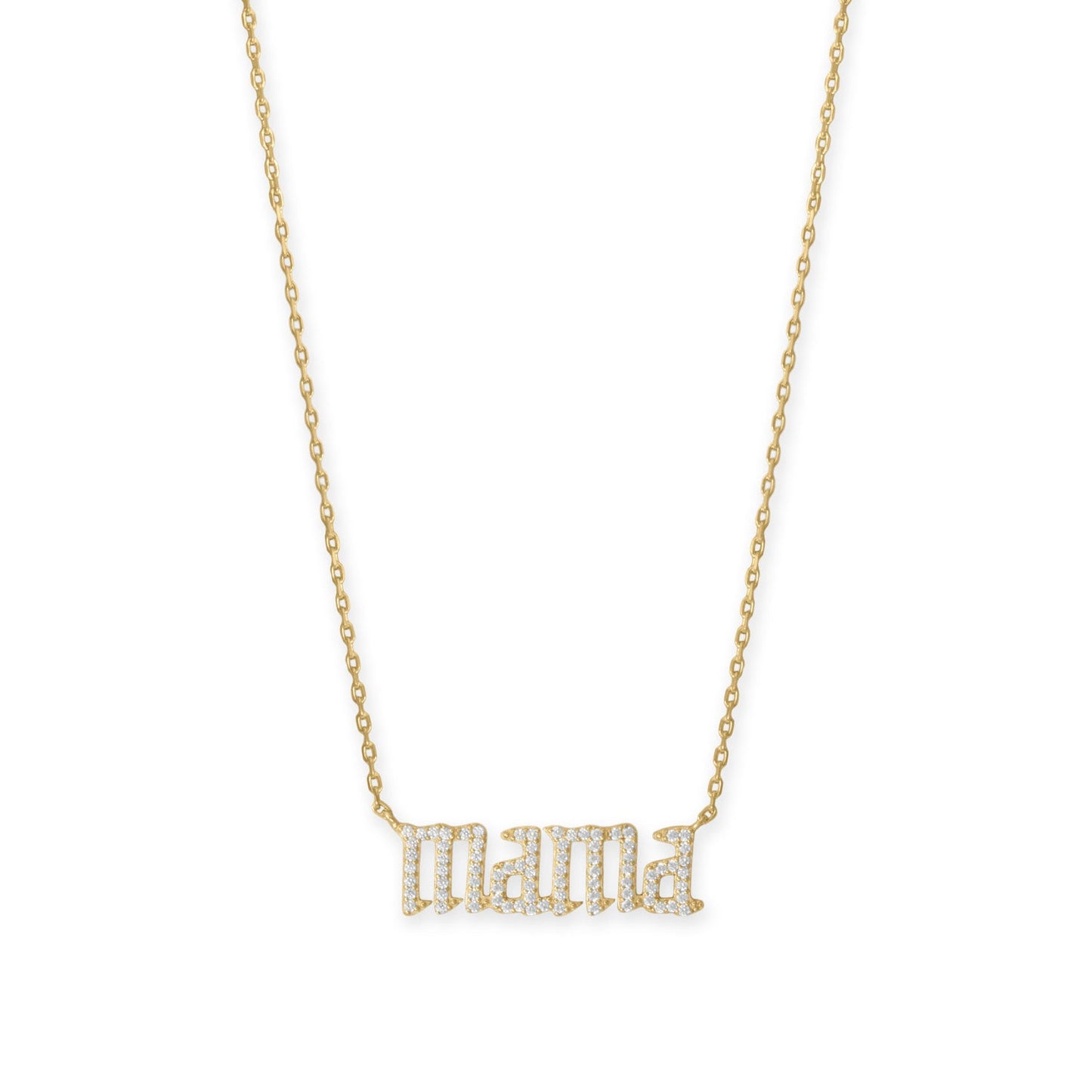 16 + 2 14 Karat Gold Plated CZ mama Necklace