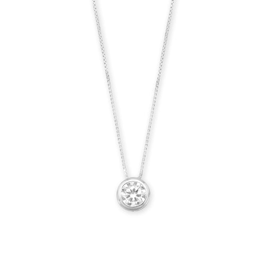 7mm Bezel Set CZ Floating Slide Necklace