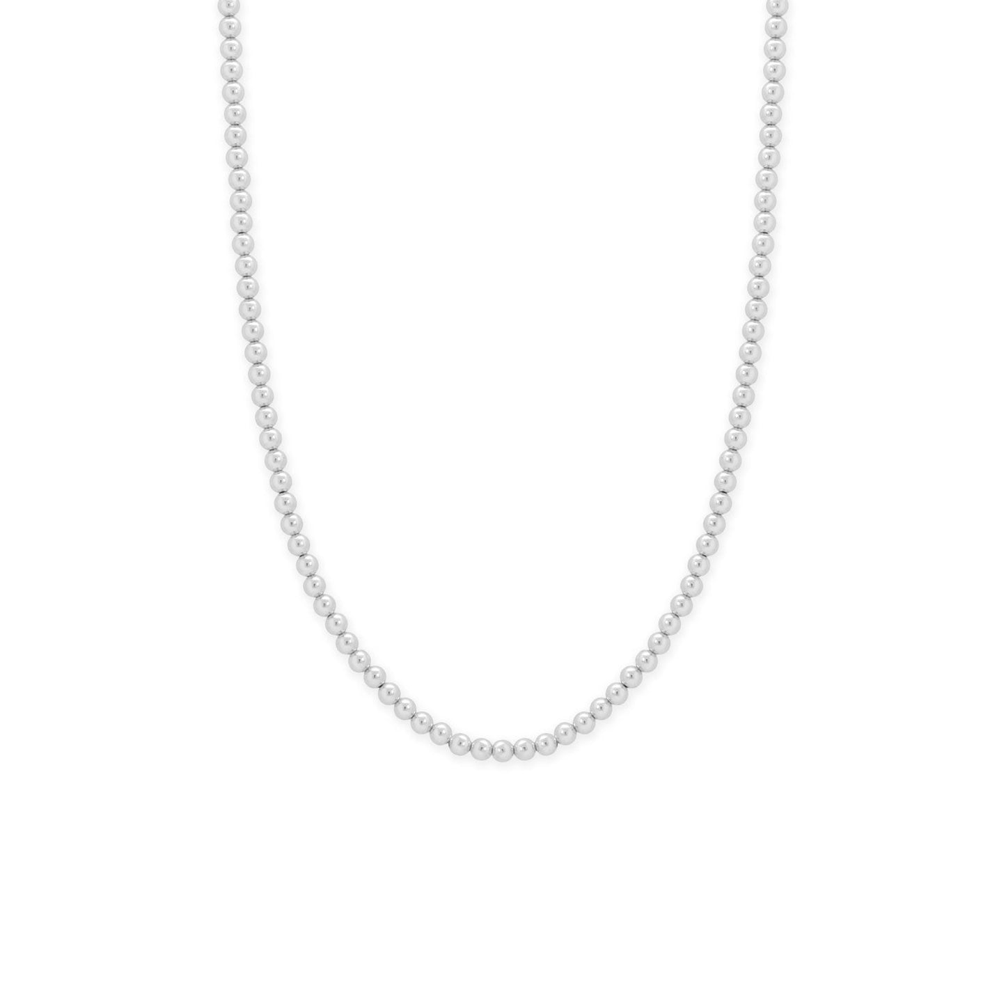 16 + 2 4mm Silver Bead Necklace