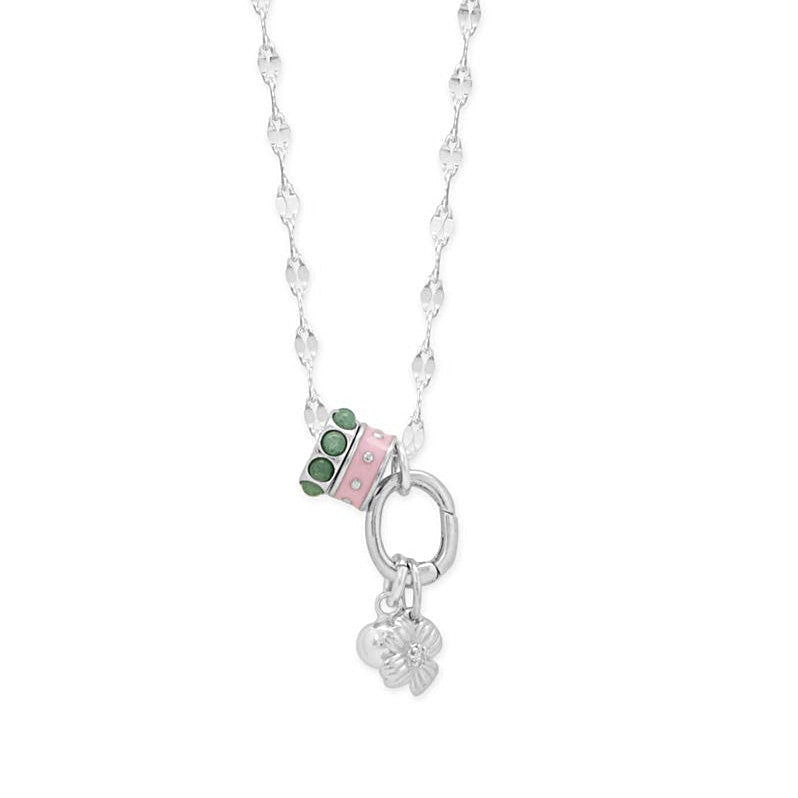 Nature's Blooms! 18 Rhodium Plated Charm Necklace