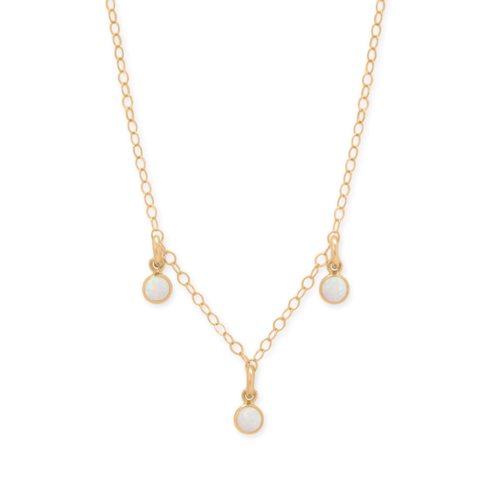 15 + 2.25 14/20 Gold Filled White Opal Charm Necklace