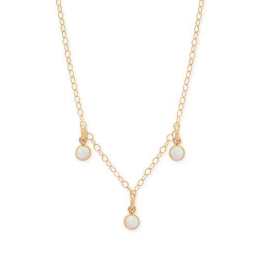 15 + 2.25 14/20 Gold Filled White Opal Charm Necklace