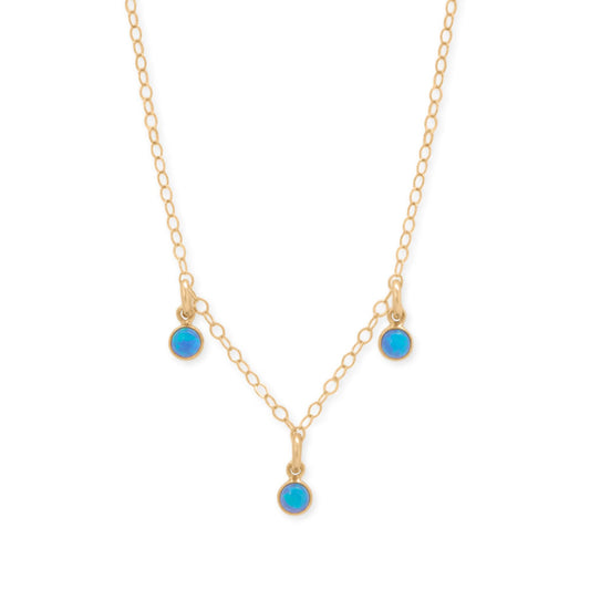 15 + 2.25 14/20 Gold Filled Blue Opal Charm Necklace