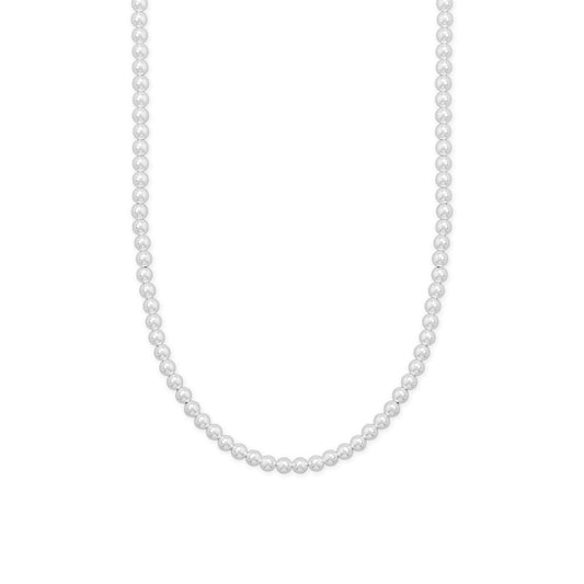 16 + 2 5mm Silver Bead Necklace