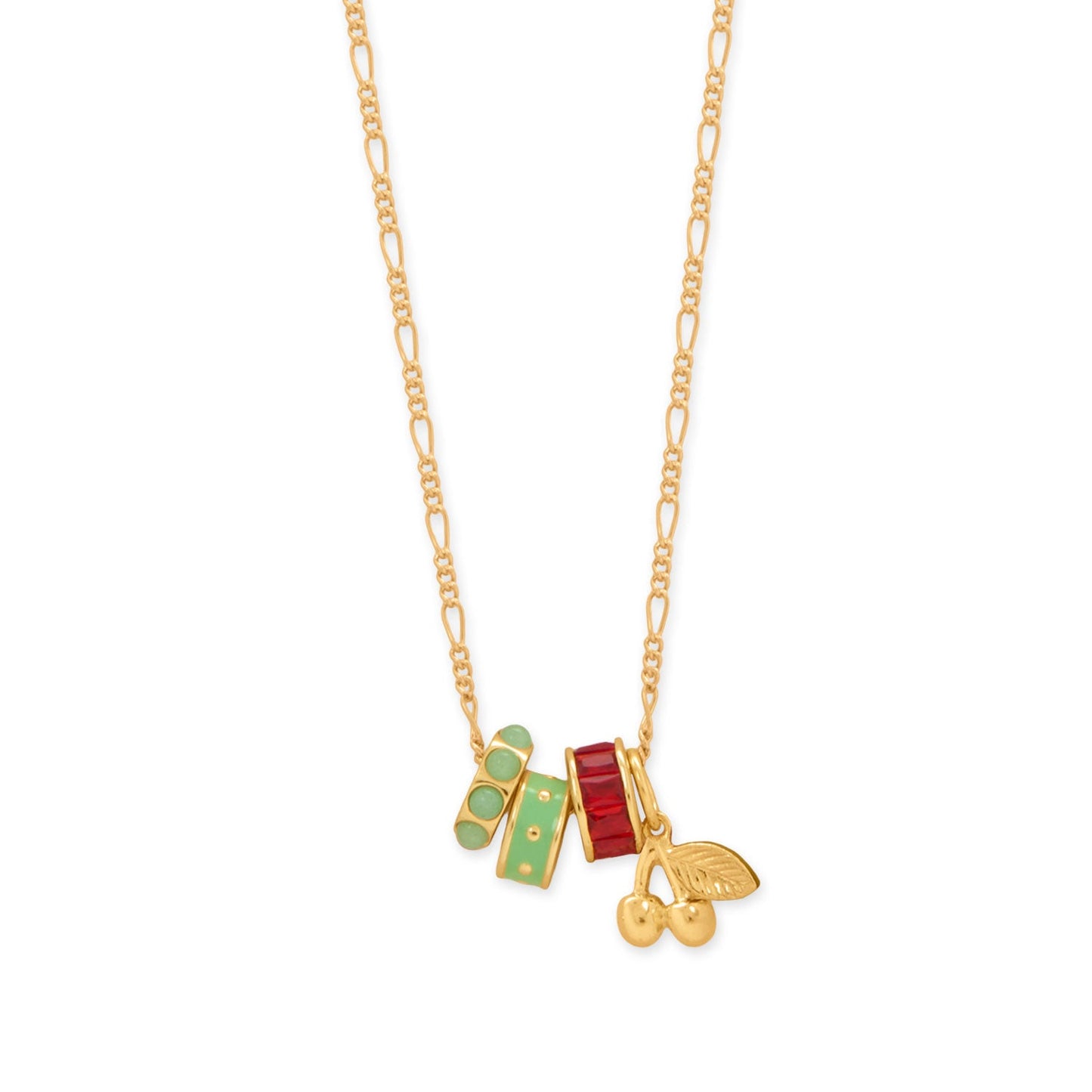Cheers for Cherries! 18 14 Karat Gold Plated Charm Necklace