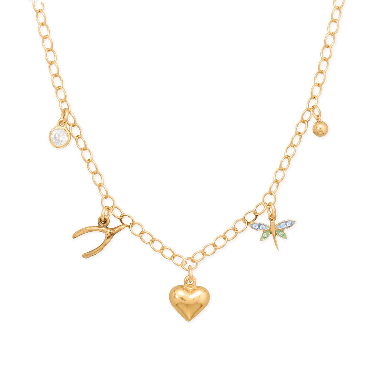 Golden Luck! 18 14 Karat Gold Plated Charm Necklace