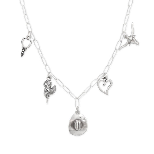 Love and Cowgirls! 18 Oxidized Charm Necklace