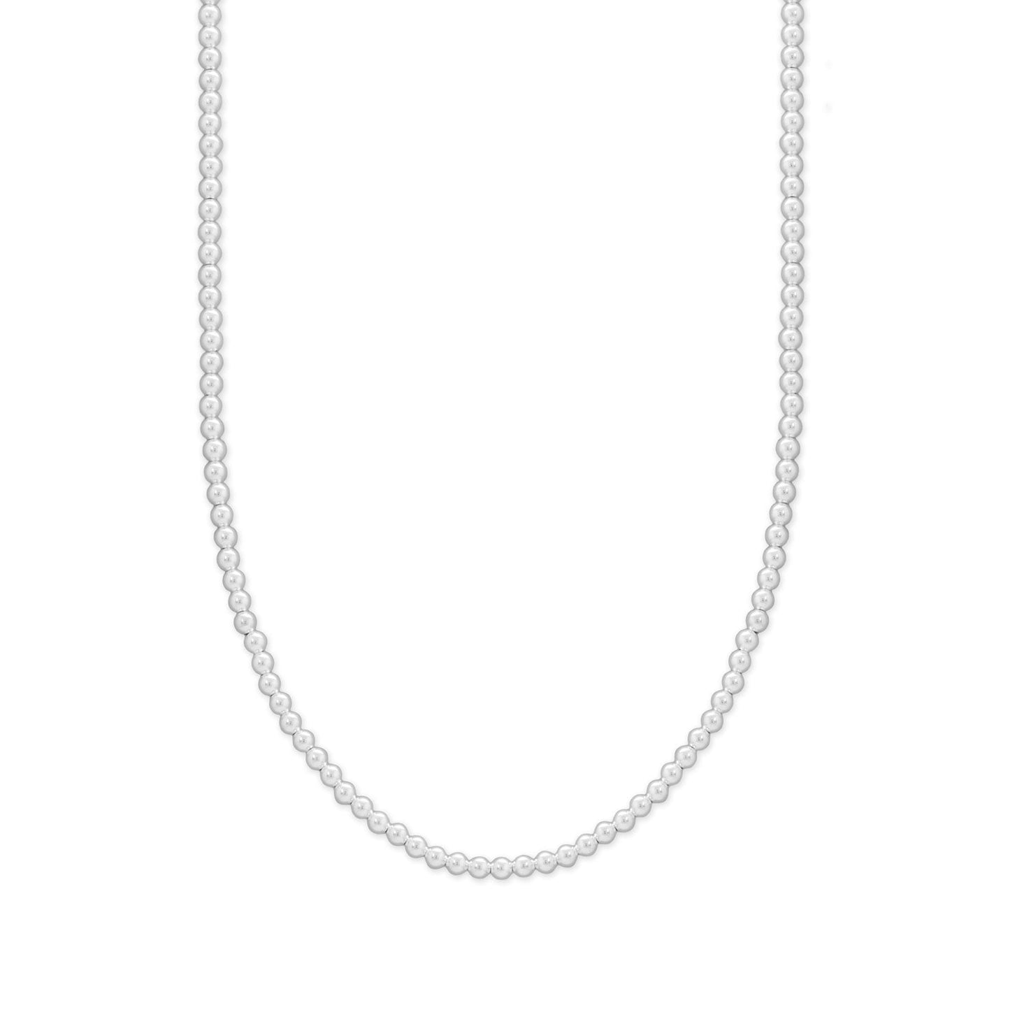 16 + 2 3mm Silver Bead Necklace