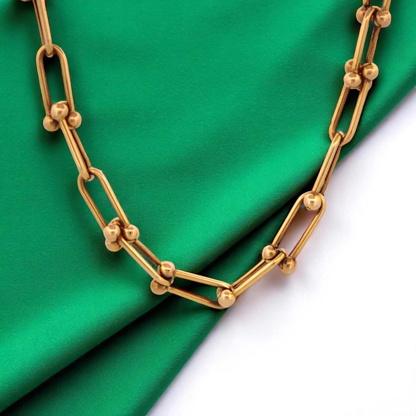Navy | 14k Yellow Gold Bar Bell Chain – 20" Length with 15 mm Links