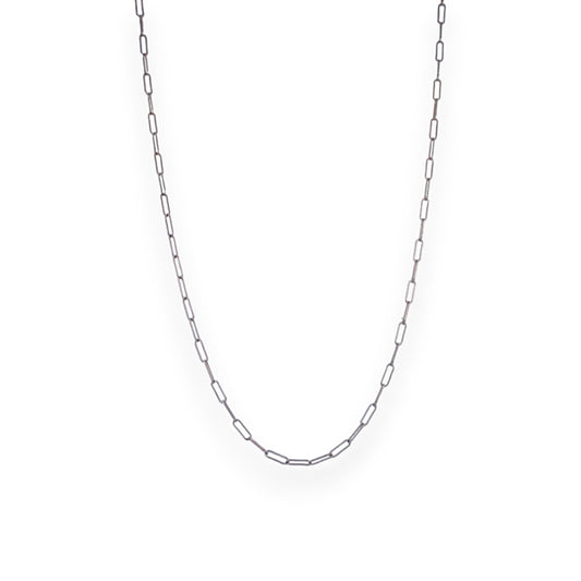 Diantha | 18k White Gold Paperclip Chain – 18" with Lobster Clasp