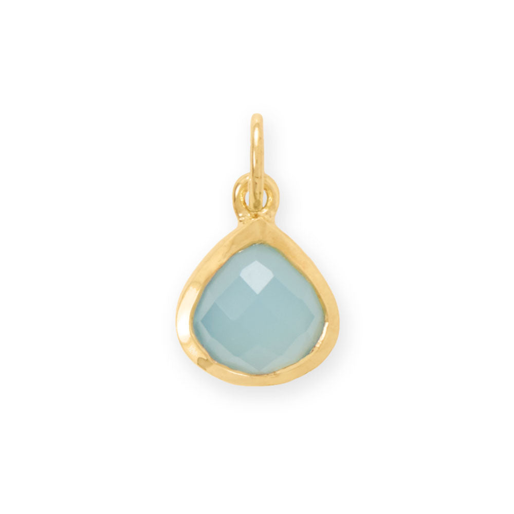 14 Karat Gold Plated Pear Blue Chalcedony Charm