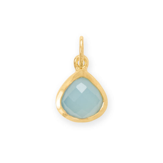 14 Karat Gold Plated Pear Blue Chalcedony Charm
