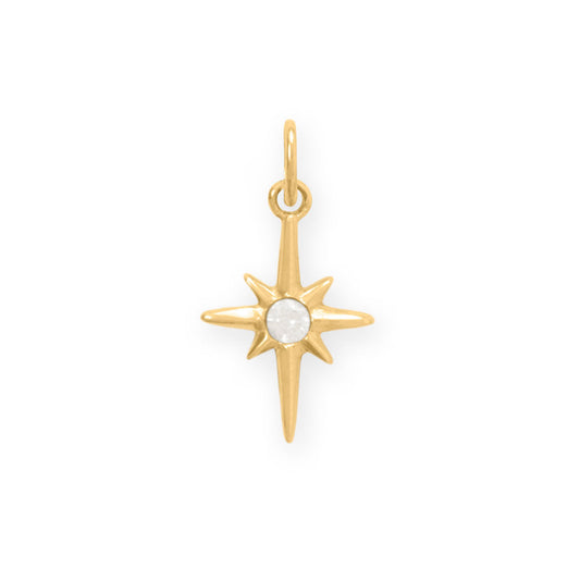 Dainty 14 Karat Gold Plated CZ Northern Star Charm