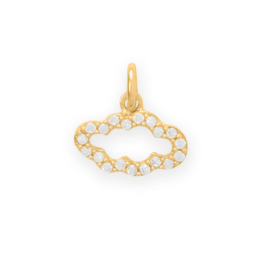 Dainty 14 Karat Gold Plated CZ Cloud Outline Charm
